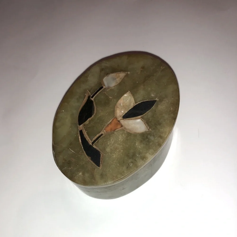 Green Marble MOP Onyx Floral Trinket Box India